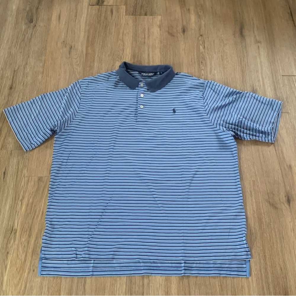 Polo Golf Ralph Lauren Polo Shirt Men's XL Blue Striped Performance Stretch Pony
